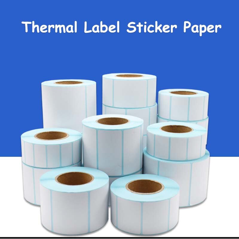 Etiqueta térmica adhesiva de código de barras, núcleo de 40mm, 1 rollo de ancho, 20mm ~ 200mm, papel térmico impermeable, pegatinas adhesivas de cebra