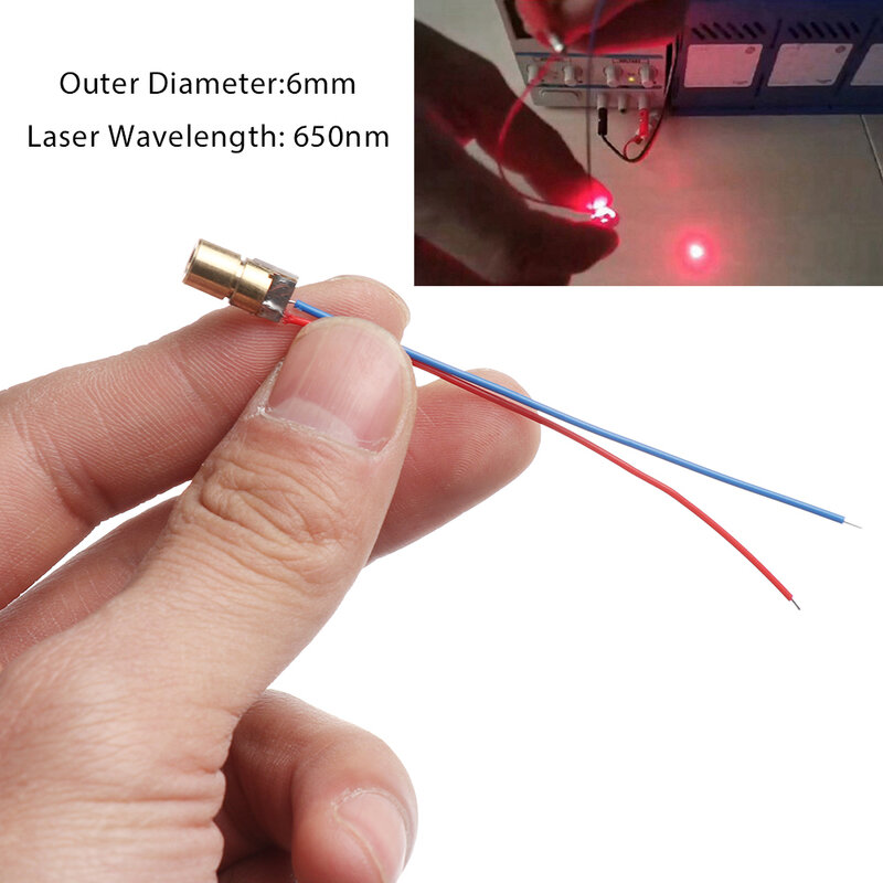 Módulo de diodo laser, ajustável, ponto cruz, 650nm, 6mm, 3/5v, 5 milhões de diodo laser, equipamento de oficinas, 1/3/peças