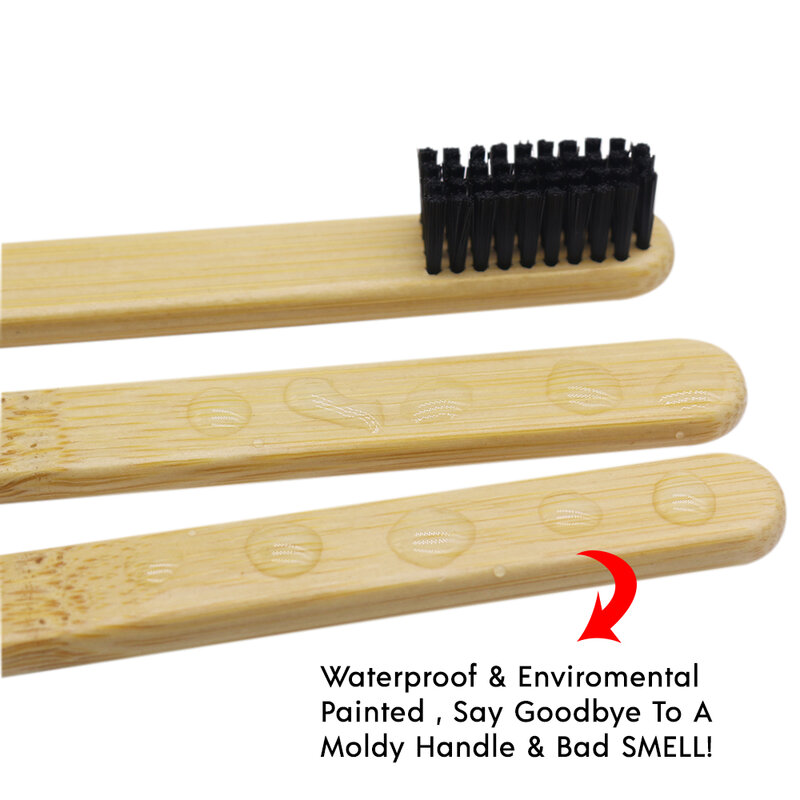 Brosse à dents en bambou pour enfants, à poils souples, manche banboo, écologique, taille enfant