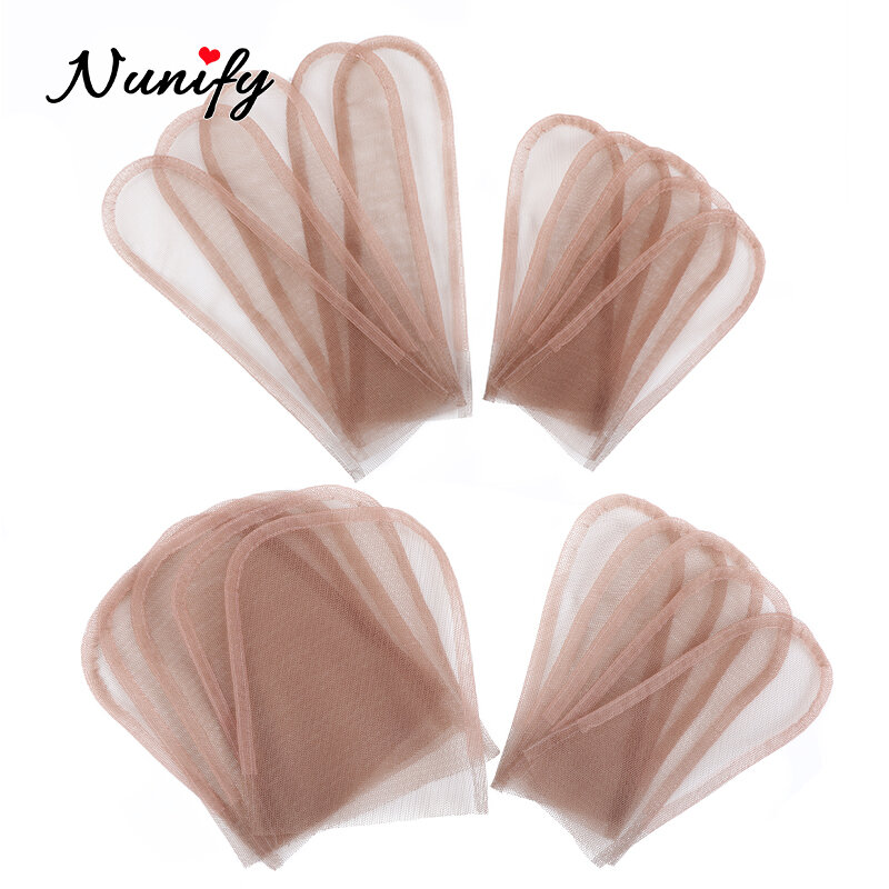 Nunify-Malla de cierre de encaje suizo, 4x4 pulgadas, Base Frontal, pelo marrón tejido a mano, pieza de red para hacer pelucas de encaje, accesorio para peluca