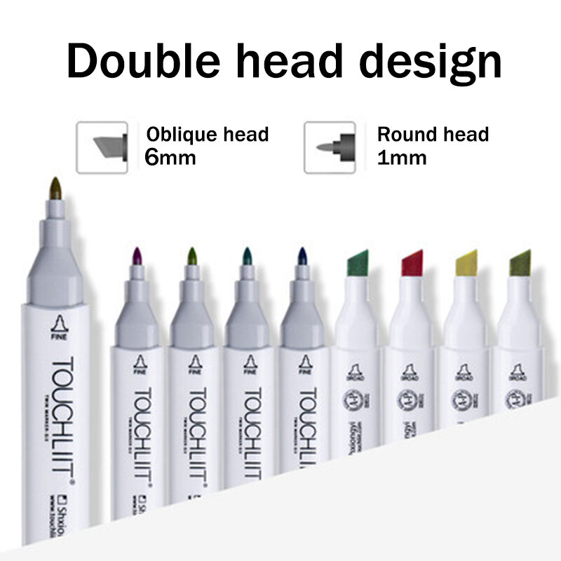 Touchliit-قلم تحديد برأس مزدوج لفن الرسوم المتحركة ، قلم تحديد زيتي برأسين ، للفن السادس ، 10/12/30/36/40/60/80/168 لون ، رسم أنيمي