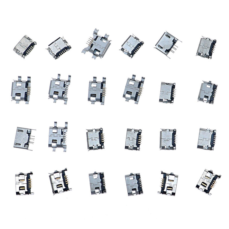 240Pcs/Box 24 Value Micro Usb 5Pin Jack Connector Socket Usb Connectors Set Kit For Moblie Phone And Mobile Power Bank