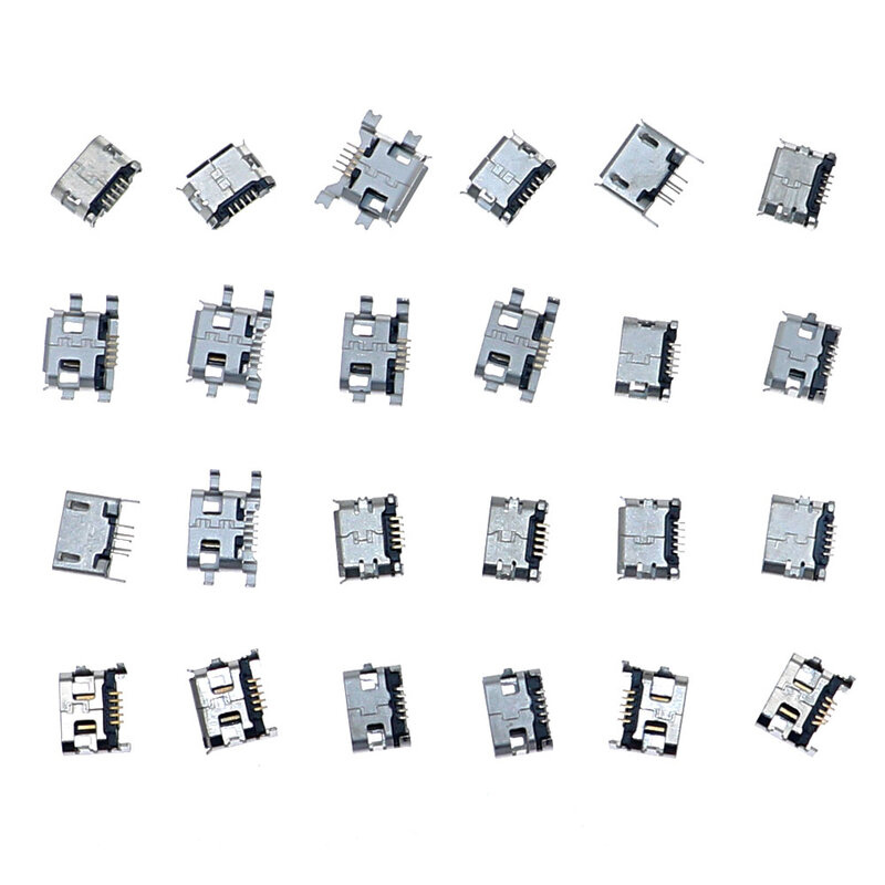 240 Stks/doos 24 Waarde Micro Usb 5Pin Jack Connector Socket Usb Connectors Set Kit Voor Moblie Telefoon En Mobiele Power bank