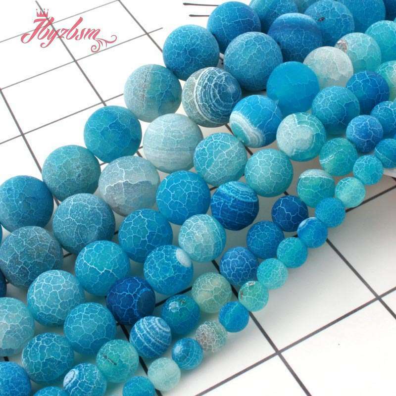 Dream Dragon – perles en pierre d'agate de feu bleu craquelée, pour bricolage, accessoires, colliers, bracelets, fabrication de bijoux, fil 15 "6/8/10mm