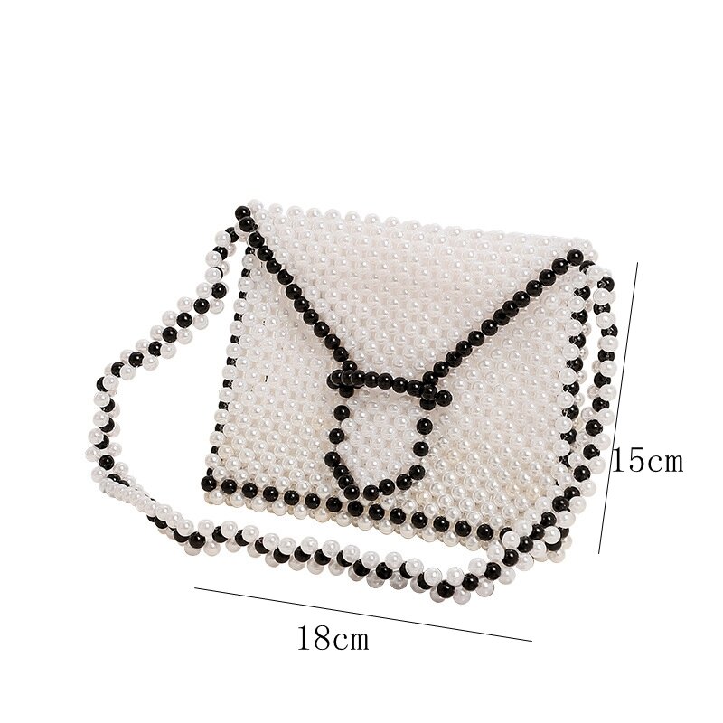 Bolsos de mano transparentes con perlas para mujer, carteras femeninas de tejido con cuentas, pequeñas y fragantes, tipo mensajero, con bolsillos