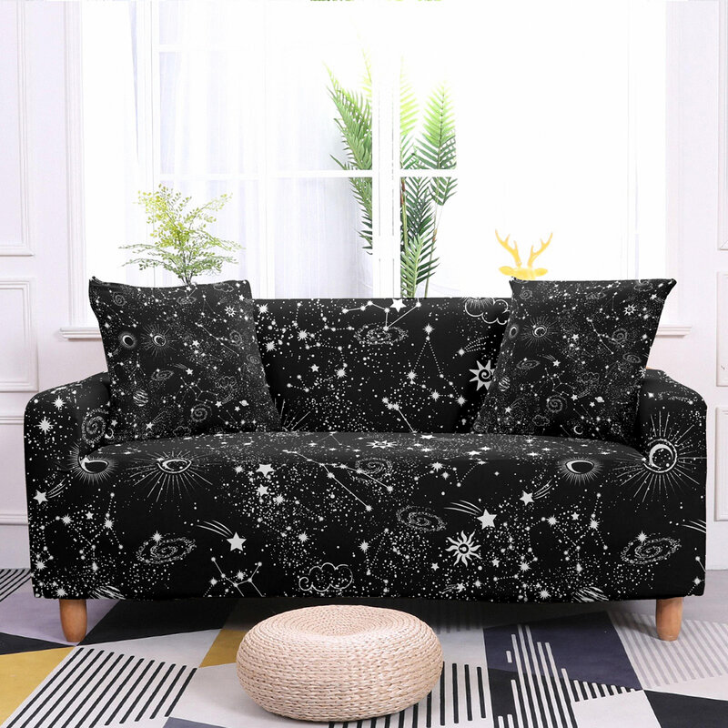 Fundas de sofá elásticas en forma de L para sala de estar, cubierta de sofá con estampado de constelaciones, Armchai