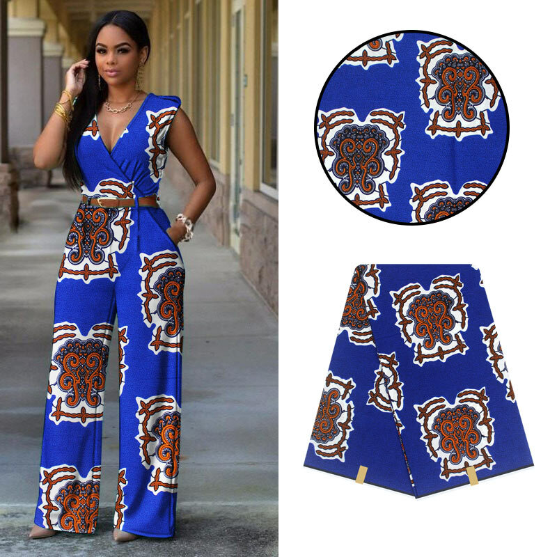Tela de algodón de alta calidad para vestido de boda, nueva Tela con estampado azul de Ankara, africano, nigeriano, estampado de moda