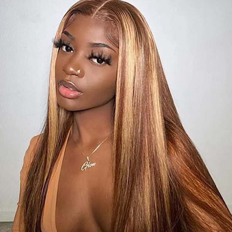 Highlight Wig Human Hair Straight Lace Front Wig Human Hair Lace Frontal Wigs Colored Human Hair Wigs 30 Inch Lace Front Wig