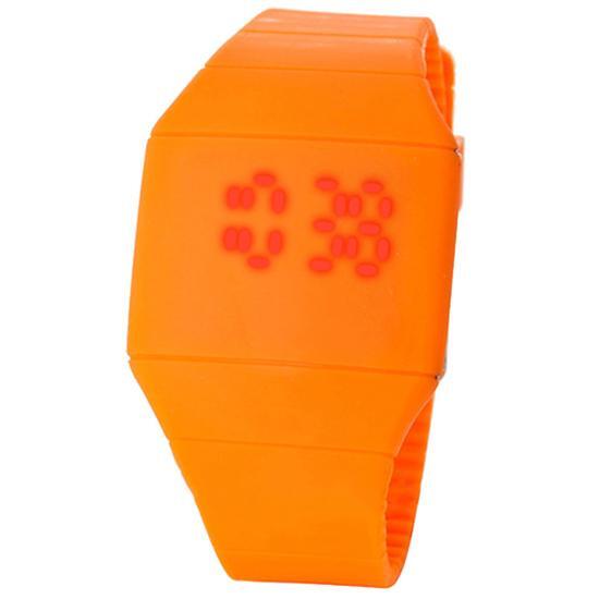 Montre tactile en Silicone pour hommes et femmes, bracelet de Sport Ultra-mince avec LED numérique rouge