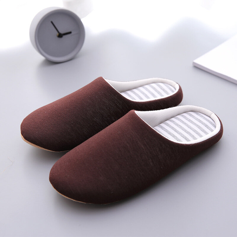 Mntrerm Men Casual Shoes Home Indoor Slippers Striped Soft Plush Male House Bedroom Slippers Warm Winter Cotton Slippers Shoes