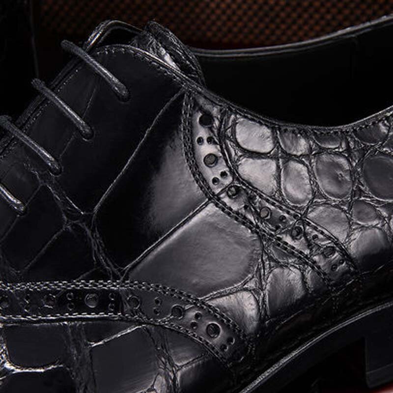 Duanshe novo crocodilo sapatos masculinos verão couro de crocodilo genuíno negócios lazer sapatos de crocodilo esculpir padrões