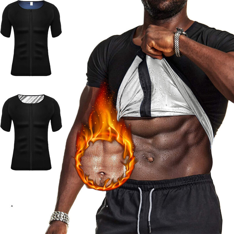 Männer Sauna Anzug Taille Trainer Schweiß Verbesserung Körper Shaper für Gewicht Verlust Workout Fitness T-Shirt