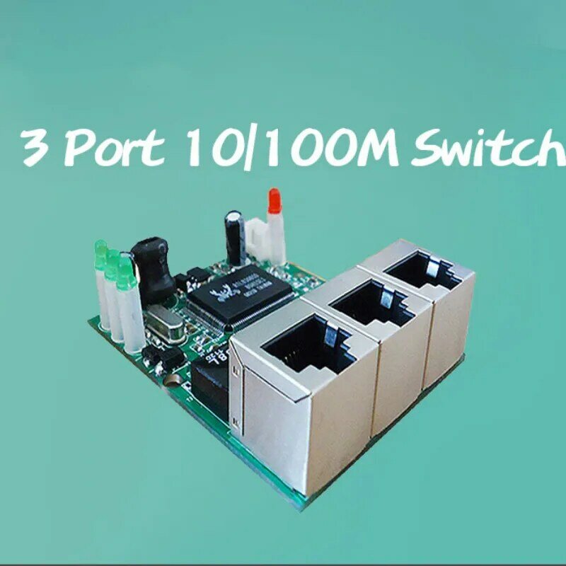 OEM Produsen Perusahaan Penjualan Langsung Chip Realtek RTL8306E Mini 10/100Mbps Rj45 Lan Hub 3 Port Ethernet Switch Papan Pcb