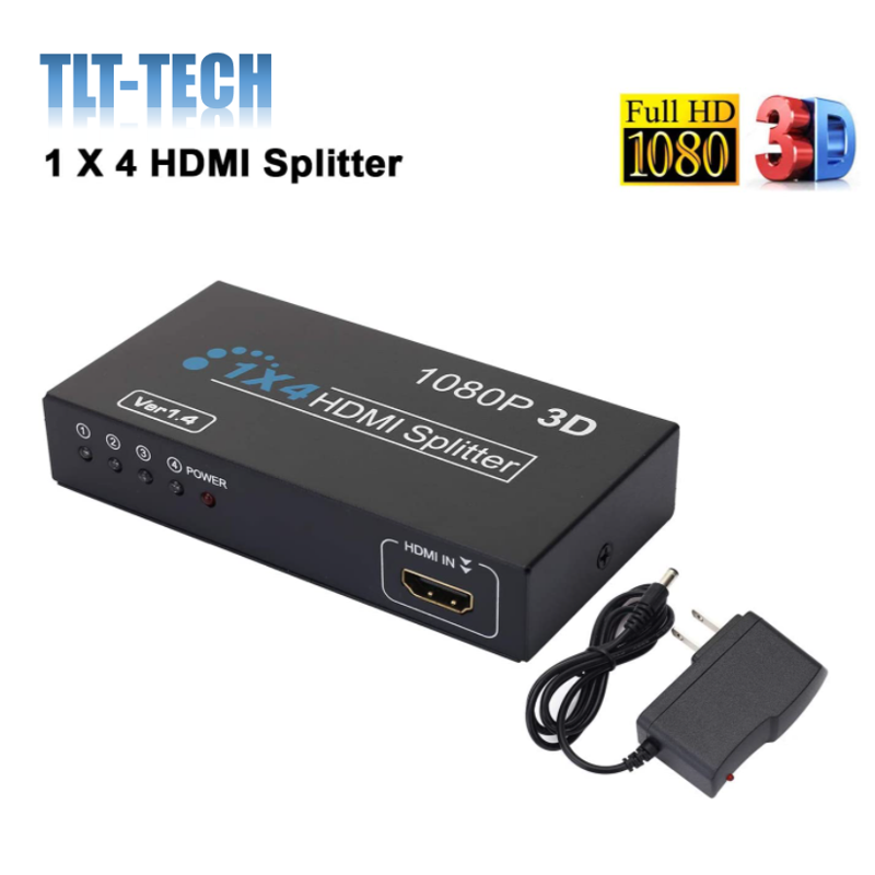 HDMI Splitter 1 in 4 Out 4K Metal HDMI Video Splitter Supports 3D 4K 30Hz Full Ultra HD 1080P for Xbox PS3/4 HDTV
