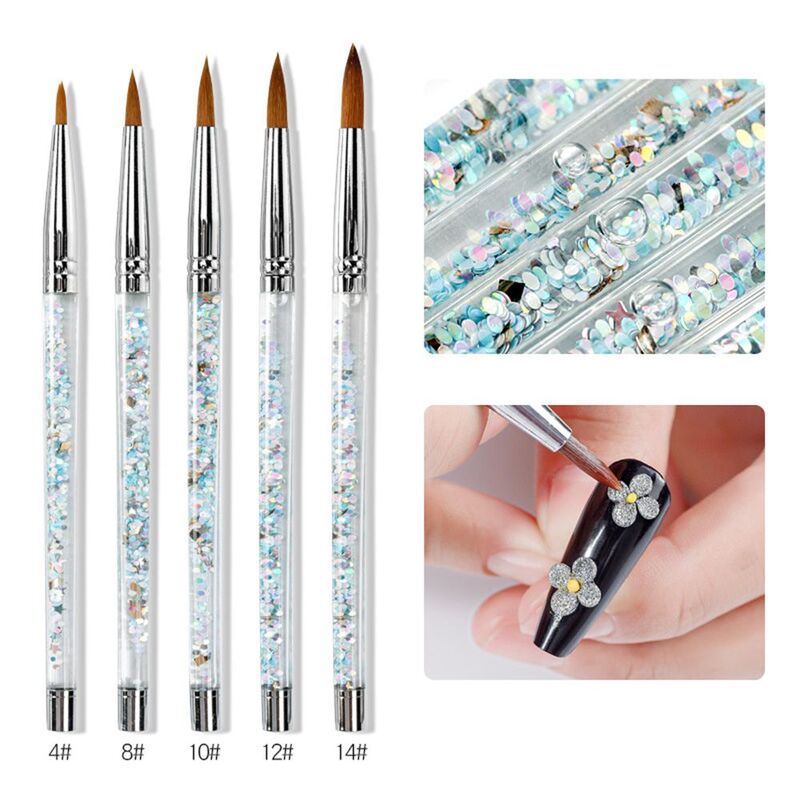 Strumento con manico glitterato liquido penna per pittura per unghie per polvere acrilica pennello per unghie in acrilico 100% Nylon pennello per Nail Art