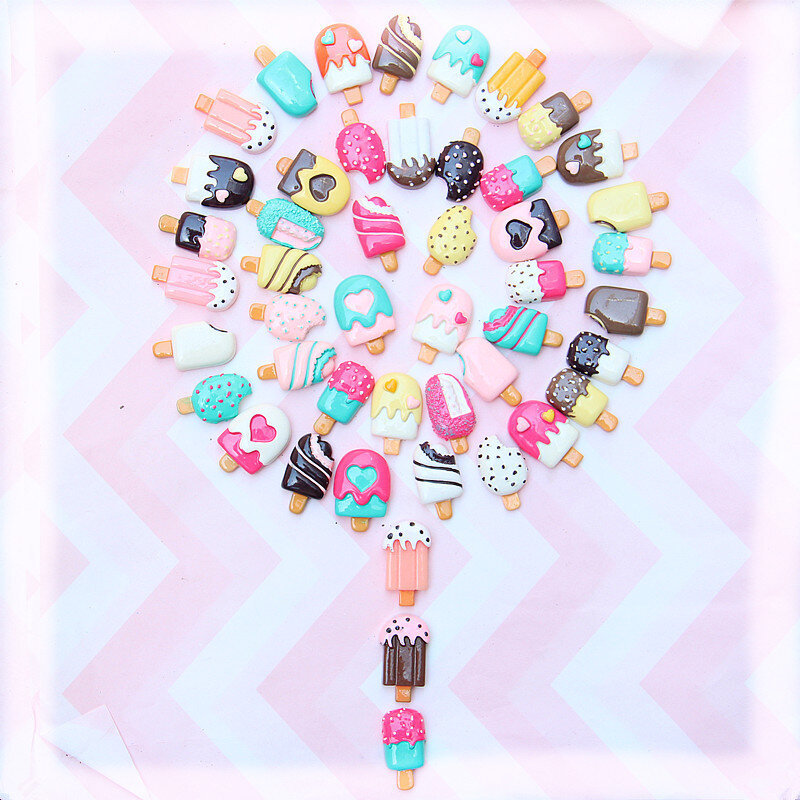 30 sztuk cukierki lody dostarcza urok żywica szlam akcesoria do zabawek DIY telefon pokrywa dekoracyjna Handmade Ornament do rękodzieła dziewczyny zabawki