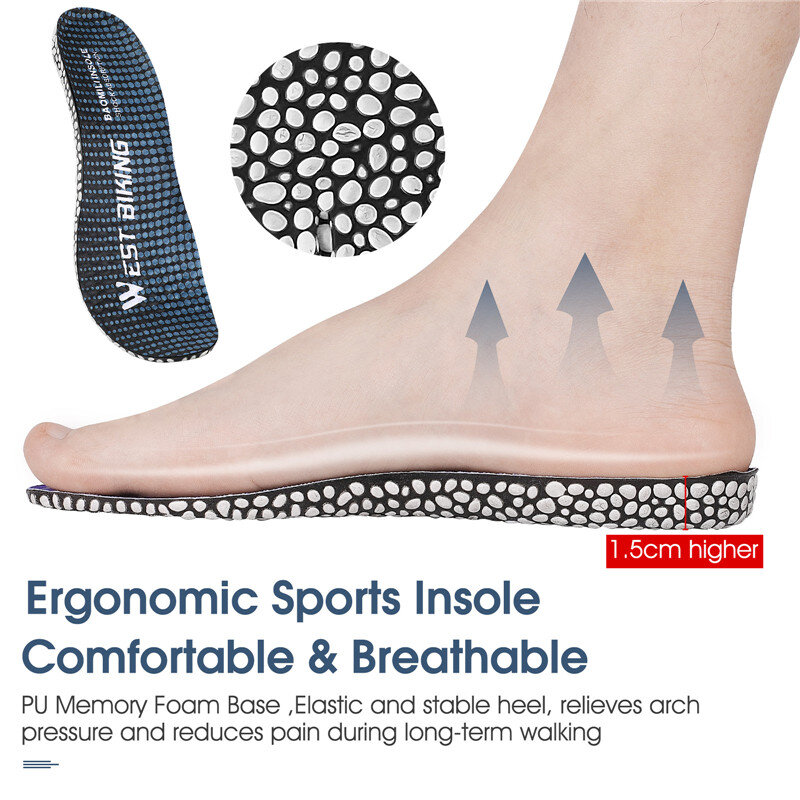 Unisex กีฬา Insoles สูง Elastic Anti-Shock รองเท้า Insoles แทรก Breathable รองเท้าผ้าใบเบาะที่มองไม่เห็นความสูงรองเท้า