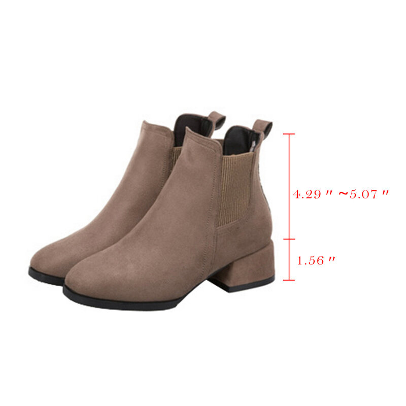 MoneRffi Autumn Winter Boots women Camel Black Ankle Boots For Women Thick Heel Slip On Ladies Shoes Boots Bota Feminina 36-41