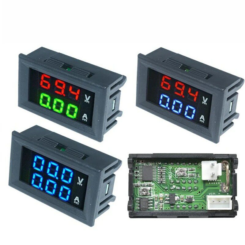 Voltmeter Digital Mini Ammeter DC 0-100V1A 10A 50A 100A LED DC Dual Display Digital Saat Ini dan Voltmeter Meteran Digital
