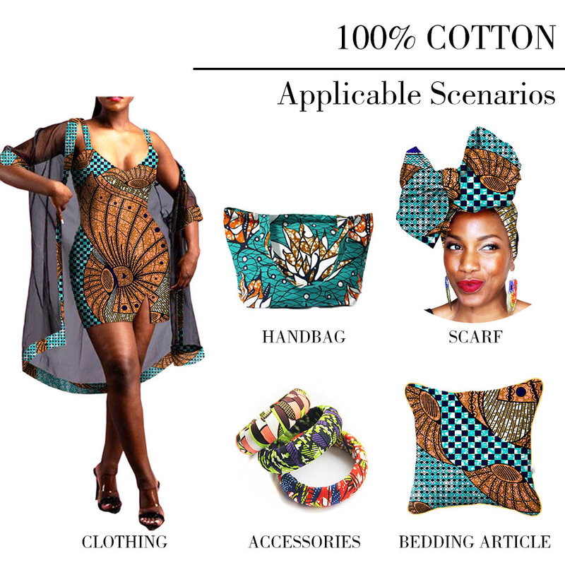 Tkanina we wzory typu African Wax 100% bawełna wysokiej jakości Ankara materiał do szycia do sukni woskowana Ankara drukowania tkanin 6 metrów afryki NO.1