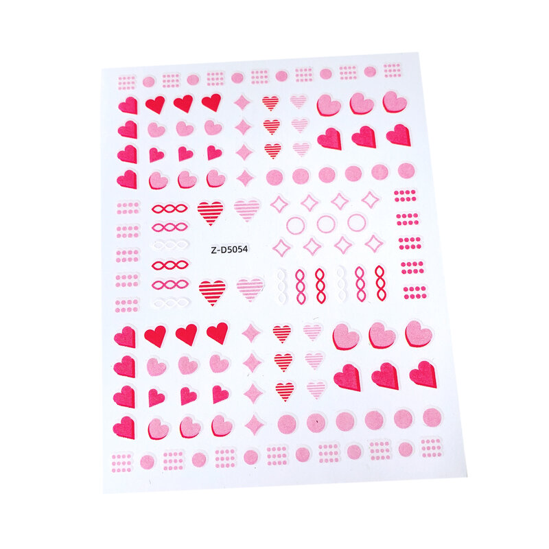1 buah stiker kuku Hari Valentine baru stiker kuku seni garis Slider kuku hati cinta warna stiker seni kuku huruf Inggris