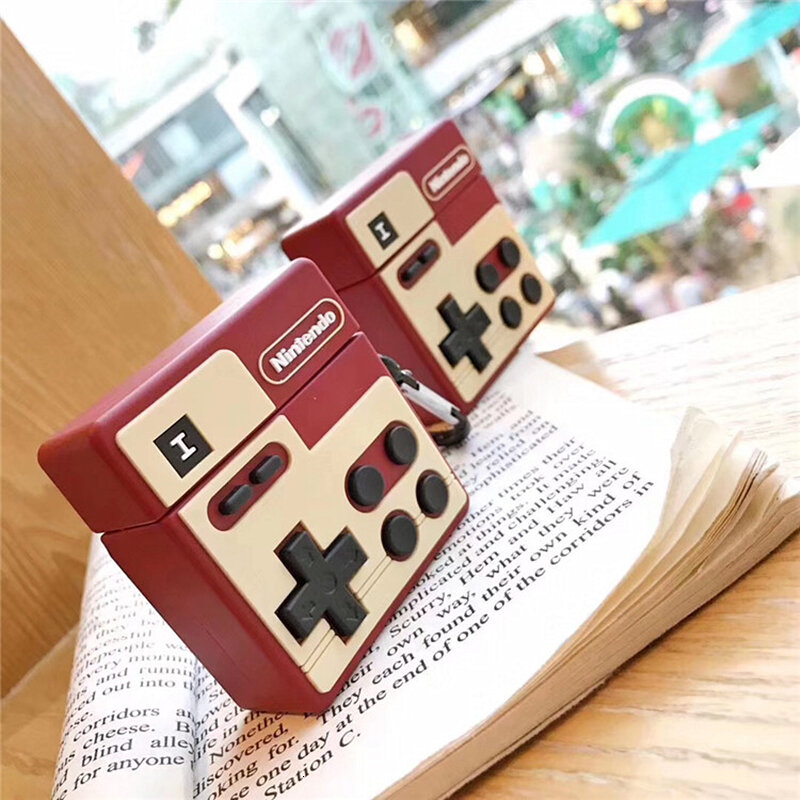 3D Retro Game Console Earphone Case For AirPods Case Silicone Headphone Cases For Airpods 2 1 Classic Earpods Ring Strap Cover