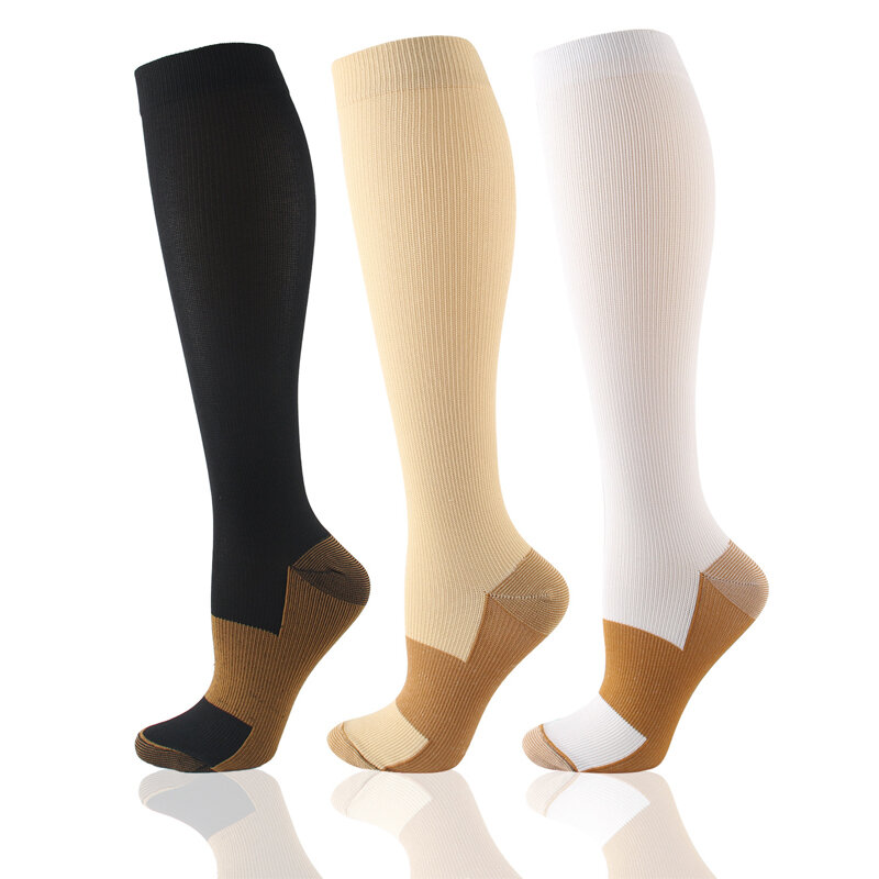 2 paia di calzini da viaggio a compressione graduata 20-30 mmHg circolazione a pressione costante ginocchio calze di supporto ortopediche alte calza per tubo