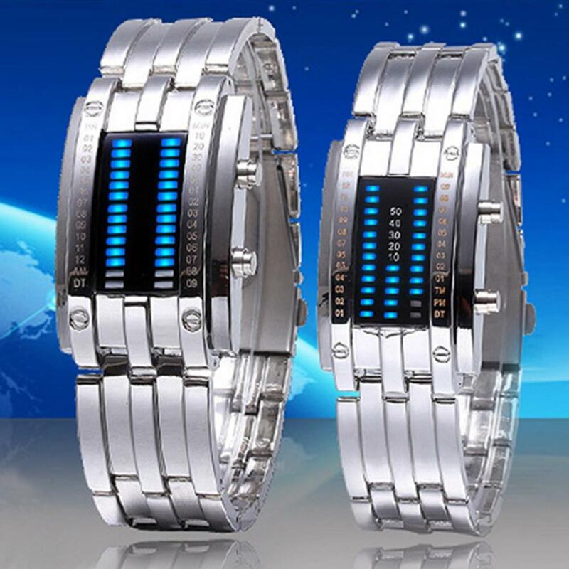 2021 neue Mode Punk Armbanduhr mit Strap Date Digitale Wolfram Stahl Mode Leuchtende Uhr für Paar