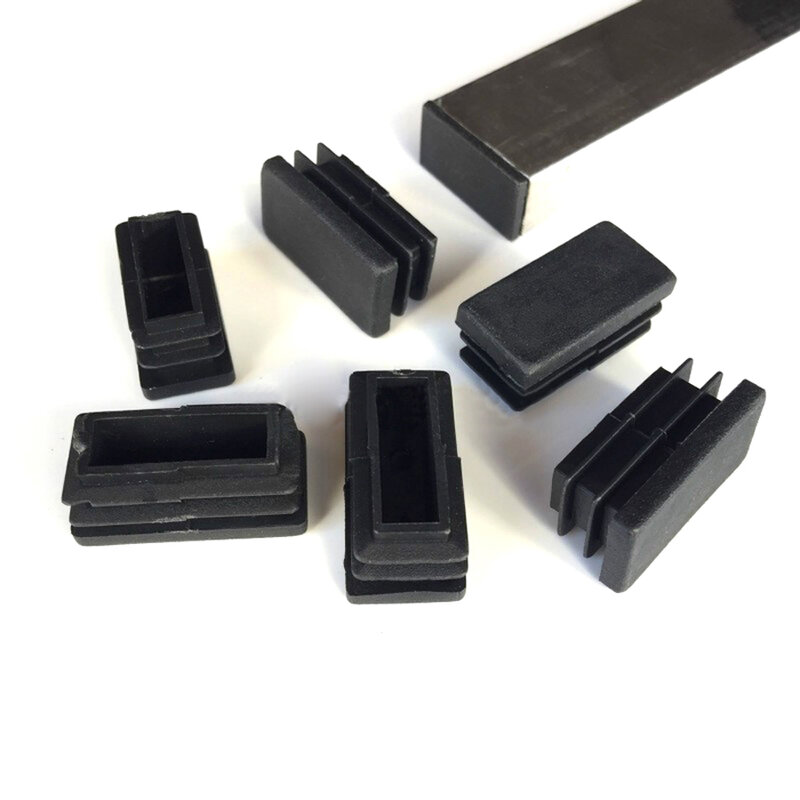 4pcs Black Rectangle Plastic Blanking End Caps Chair Feet Tube Pipe Inserts Plug Bung Box Section 10x20mm 10x30mm - 40x60mm