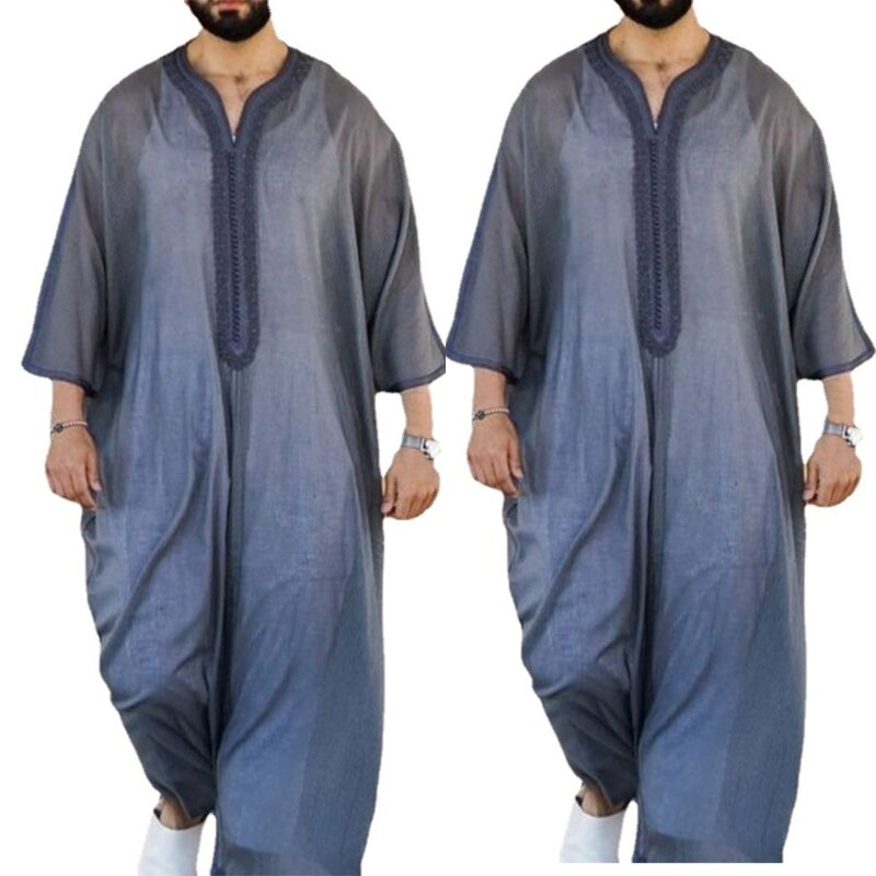 Neue 2021 Neue Mode Dubai Casual Kaftan Robe Moslemische Kleidung Kleider Abaya Shirt für Herren