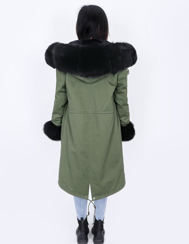 Maomaokong2021 자연 진짜 여우 모피 재킷 후드 파카 따뜻한 코트, 겨울 여성 파카