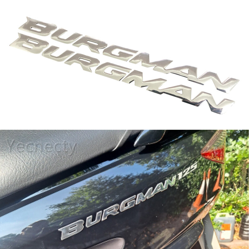 Yecnecty Für Suzuki Burgman AN125 AN200 AN400 AN650 Motorrad Reflektierende Aufkleber Decals 3D Chrome 1 Set Roller Embleme Abzeichen