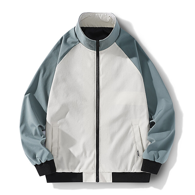 Jaqueta elegante masculina com zíper, jaqueta casual simples de poliéster com suporte, para homens, primavera e outono, 2021