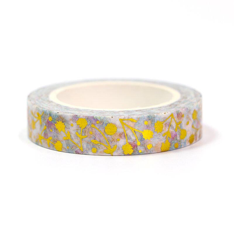 1PC 10MM*10M Foil Spring Gold Flowers Leaves Decorative Washi Tape DIY Scrapbooking Masking Tape School Office Supply