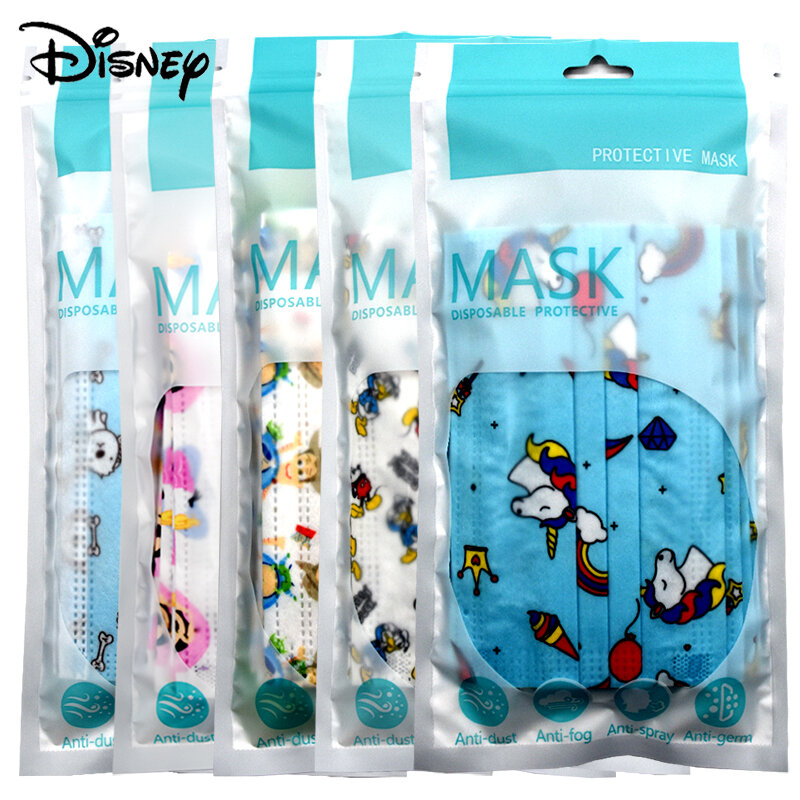 50PCS Disposable Children's Mask 3-Layer Dust-proof Mouth Cover Cute Cartoon Anime Protective Filter Face Shield For Boys Girls
