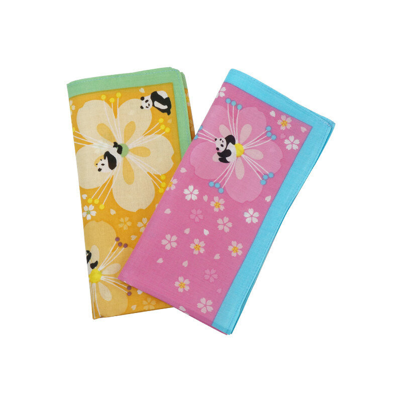 Simpatico fazzoletto di cotone stampato Panda fiori Akita Dog Child sciarpa quadrata Multicolor Baby Saliva asciugamano accessori per abbigliamento