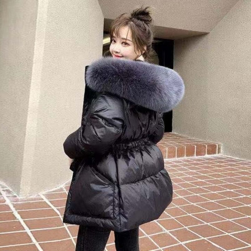 2021 giacca invernale da donna in piumino Parka piumino d'anatra bianco cappotto addensato piumino caldo con cappuccio in pelliccia