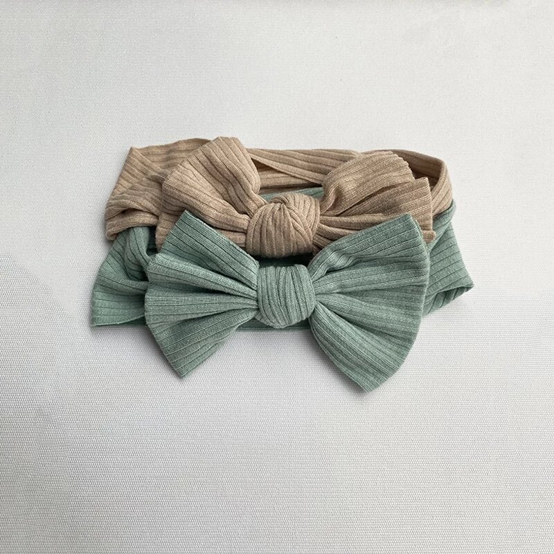 Baby Headband Elastic Ribbed Bow Hair Accessories For Girls Kids Knit Turban Infant Headwrap Super Soft Hairband Toddler Bandage