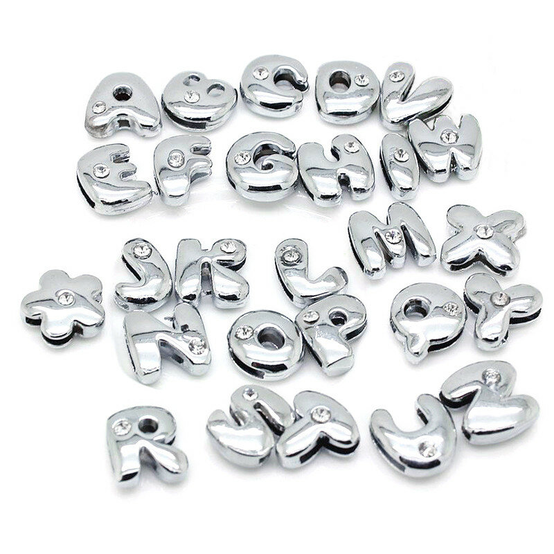 8mm gordura slide letras encantos pulseira feminina jóias fazendo 1pc slide alfabeto A-Z diy pulseira cinto chaveiro colar pet