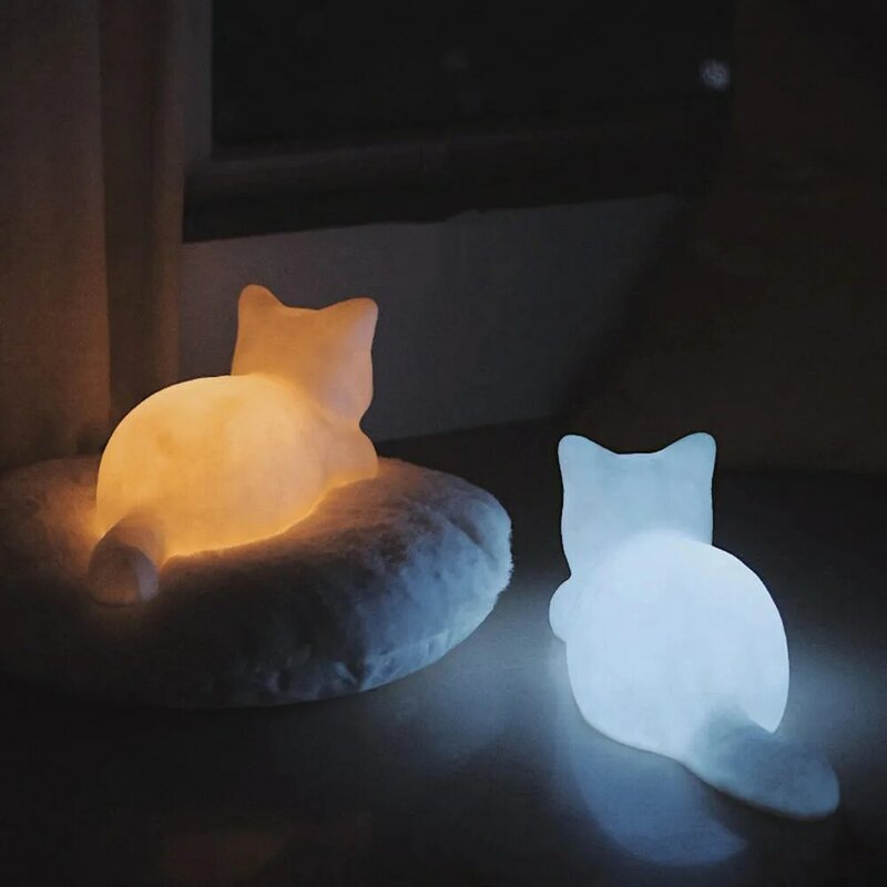 Cute Cat Night Light Battery Powered Vinyl Lamp For Toddler Children Teen Girl Women Birthday Gifts Decorative Bedroom Light