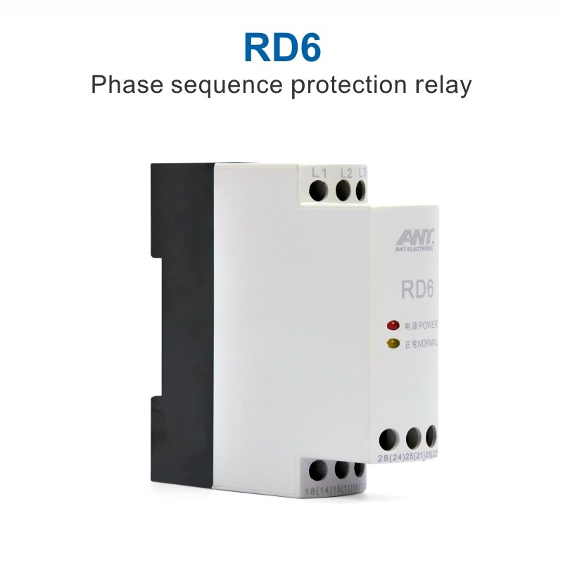 RD6 LED status indication Covering voltage 200-500V AC 3 three phase sequence failure protection control relay