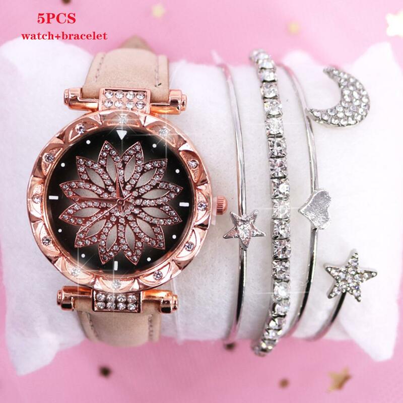 Moda relógio de quartzo feminino relógios topo da marca de luxo senhoras relógio pulseira conjunto 2 pçs para relógios reloj mujer diamante relógio