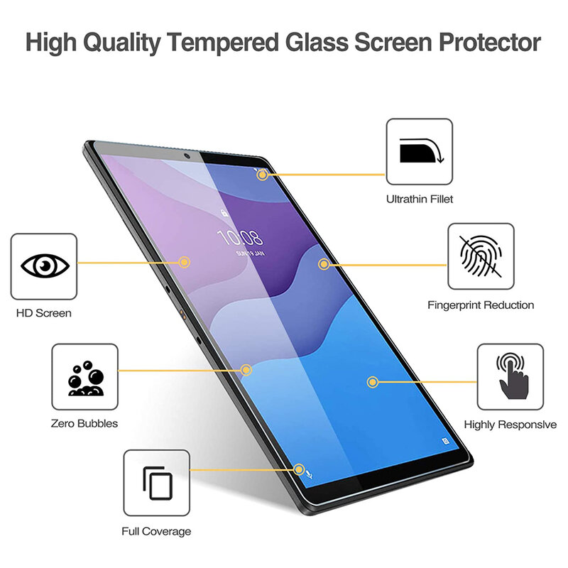 Защита для экрана для Lenovo Tab M10 2nd Gen 10,1 дюймов с уровнем твердости 9H закаленное стекло TB-X306F X306X, устойчивый к появлению отпечатков пальцев, прозрачная защитная пленка для экрана HD