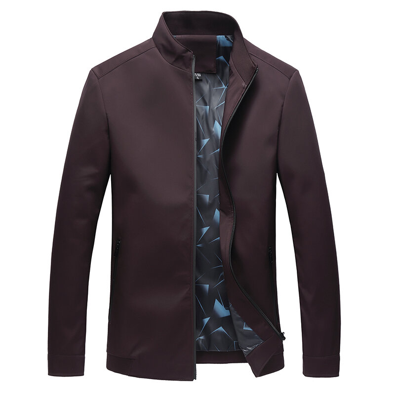 Nueva llegada de estilo primavera para hombre chaqueta de Boutique abrigo de negocios Casual sólido mandarín cuello de hombres cremalleras chaqueta ropa talla L-4XL
