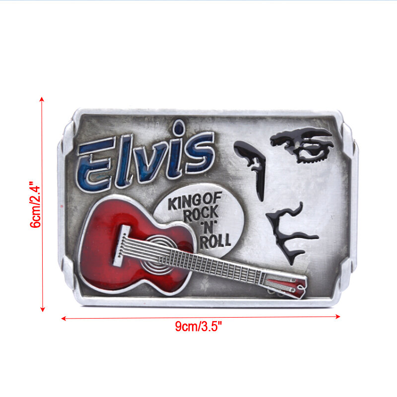 Guitars The King of Rock and Roll Elvis guitar music jeans gift belt buckle for Men's Belt Buckle Suitable Wide Belt