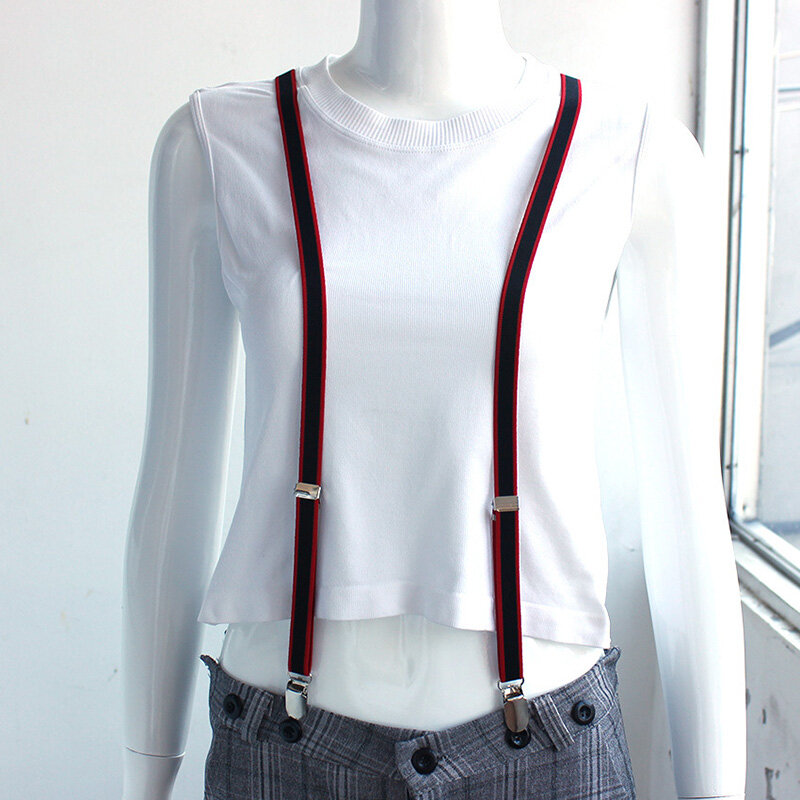แฟชั่นผู้หญิงผู้ชาย4 X-ประเภทวงเล็บ Suspenders Elastic Double Tali Bahu กางเกงเสื้อผ้าอุปกรณ์เสริม1.5ซม.ความกว้าง