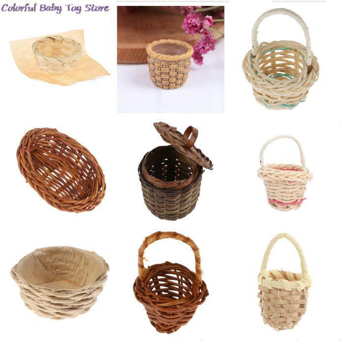 New 1:12 Dollhouse Miniature Weaving Bamboo Basket Vegetable Basket Model Toys