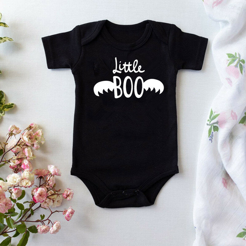 Fato de Halloween do bebê, macacão peça única, estampa de pesadelo da mamãe e do papai, macacão de bebê, roupas, moda verão
