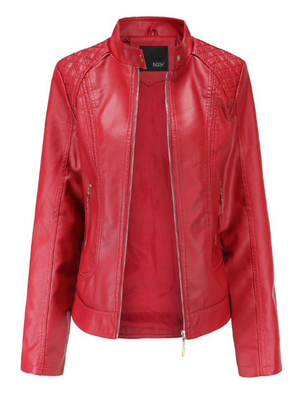 Jaqueta de couro feminino, jaqueta de motociclista de couro falso, primavera e outono, 2021new
