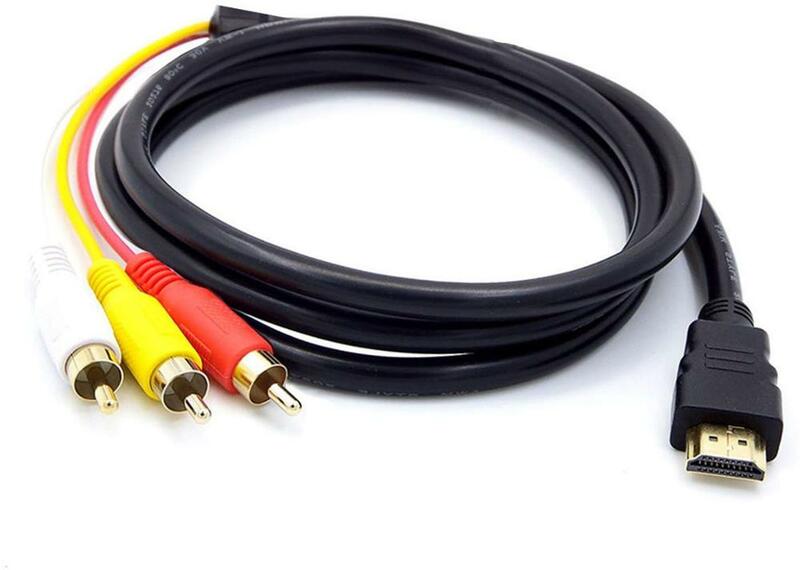 HDMI macho a 3 Audio RCA AV adaptador de Cable de vídeo 5 pies HDMI a RCA Cable de transmisión unidireccional para TV HDTV DVD - 5 pies/1,5 m, negro